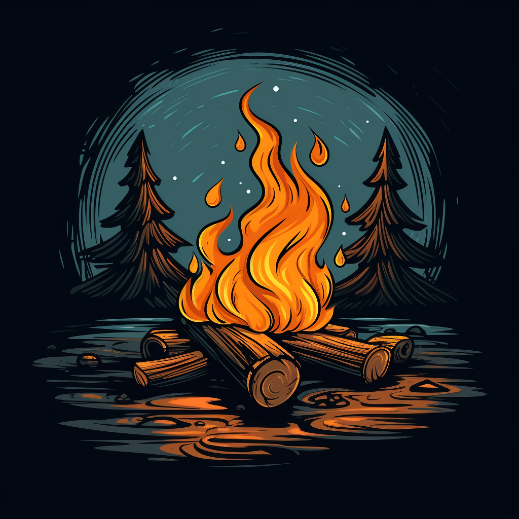 Hand-drawn campfire illustration