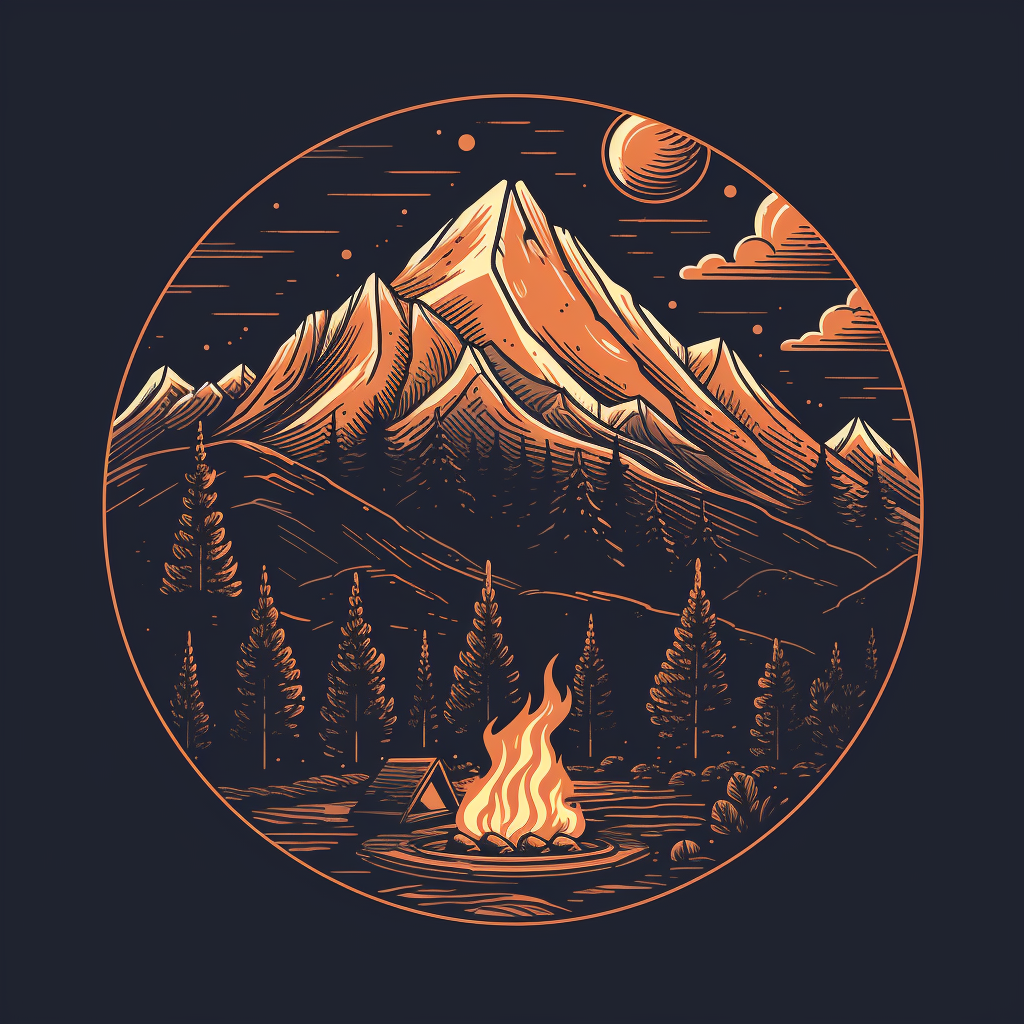 Hand-drawn campfire logo design