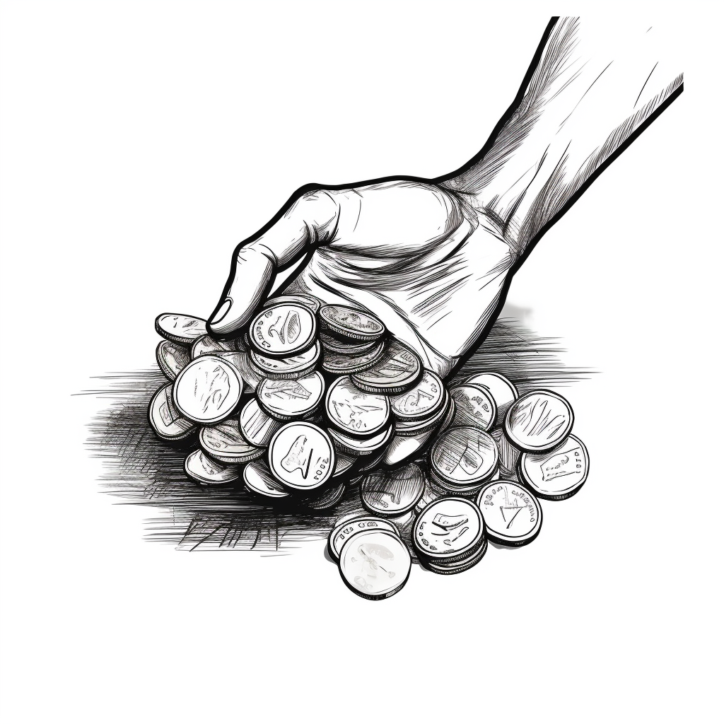 Hand-drawn sketch of coins