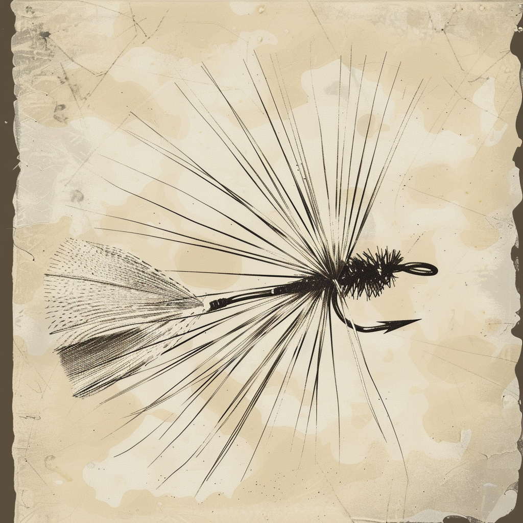 Black White Fishing Fly Illustration