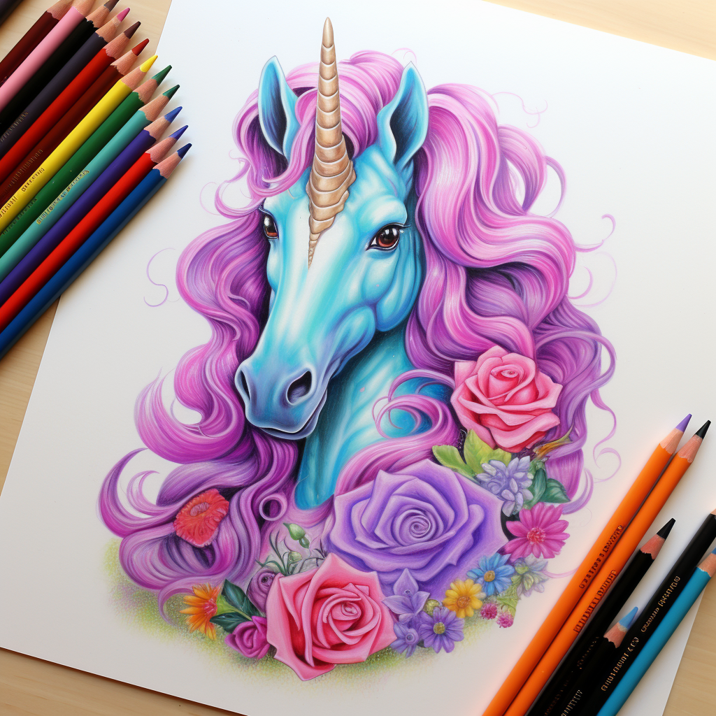 Cute Hand Drawn Unicorn by Girl