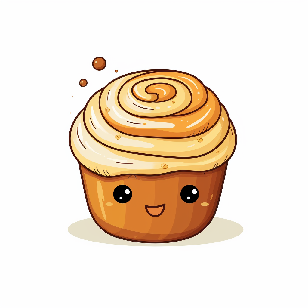 Hand-drawn honey bun cartoon on white background