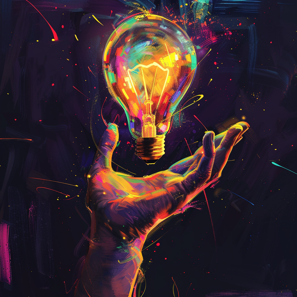 hand holding luminous lightbulb illustration