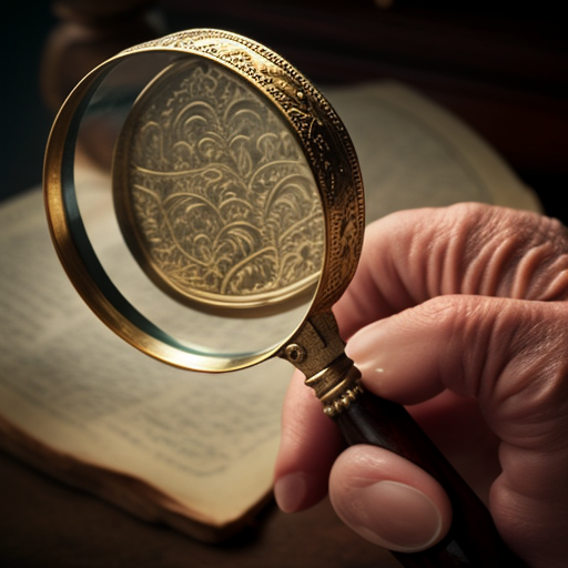 Close-up of hand holding magnifying glass