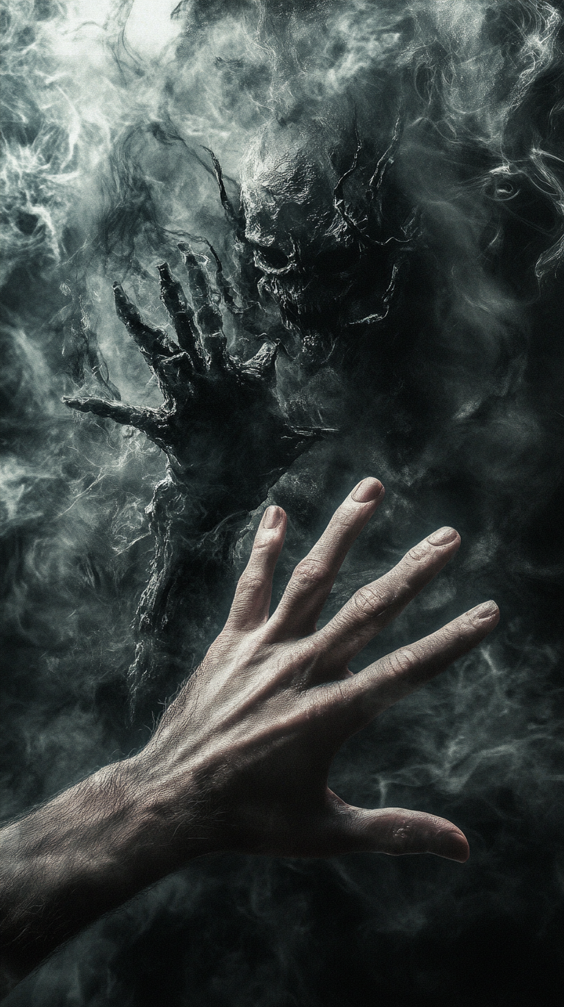 hand reaching dirty smoke monster