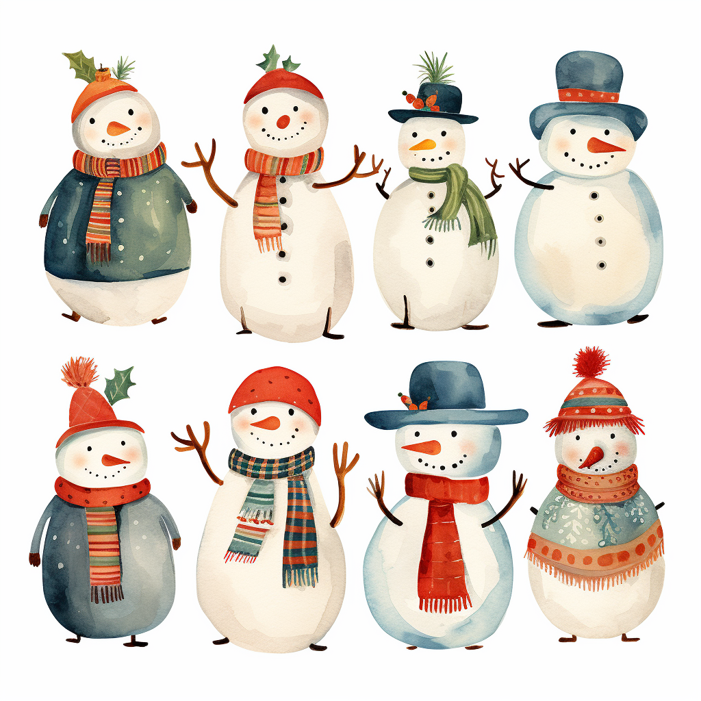 Simple and whimsical hand-painted Christmas snowmen