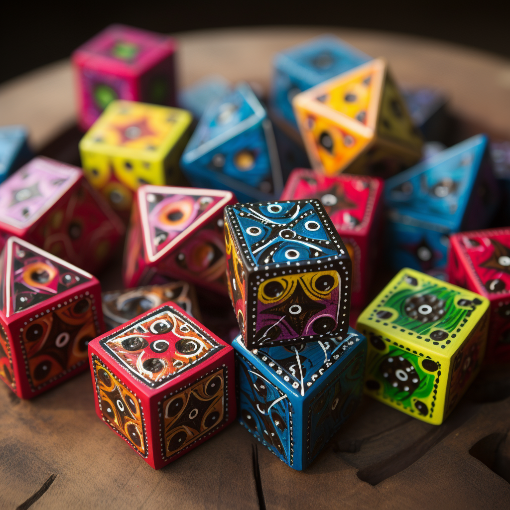 Vibrantly painted wooden dreidels