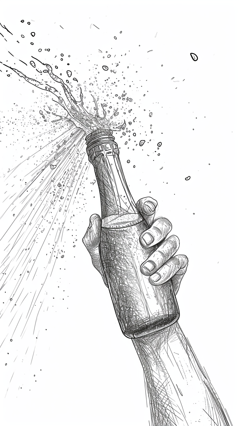 Hand popping champagne cork celebration