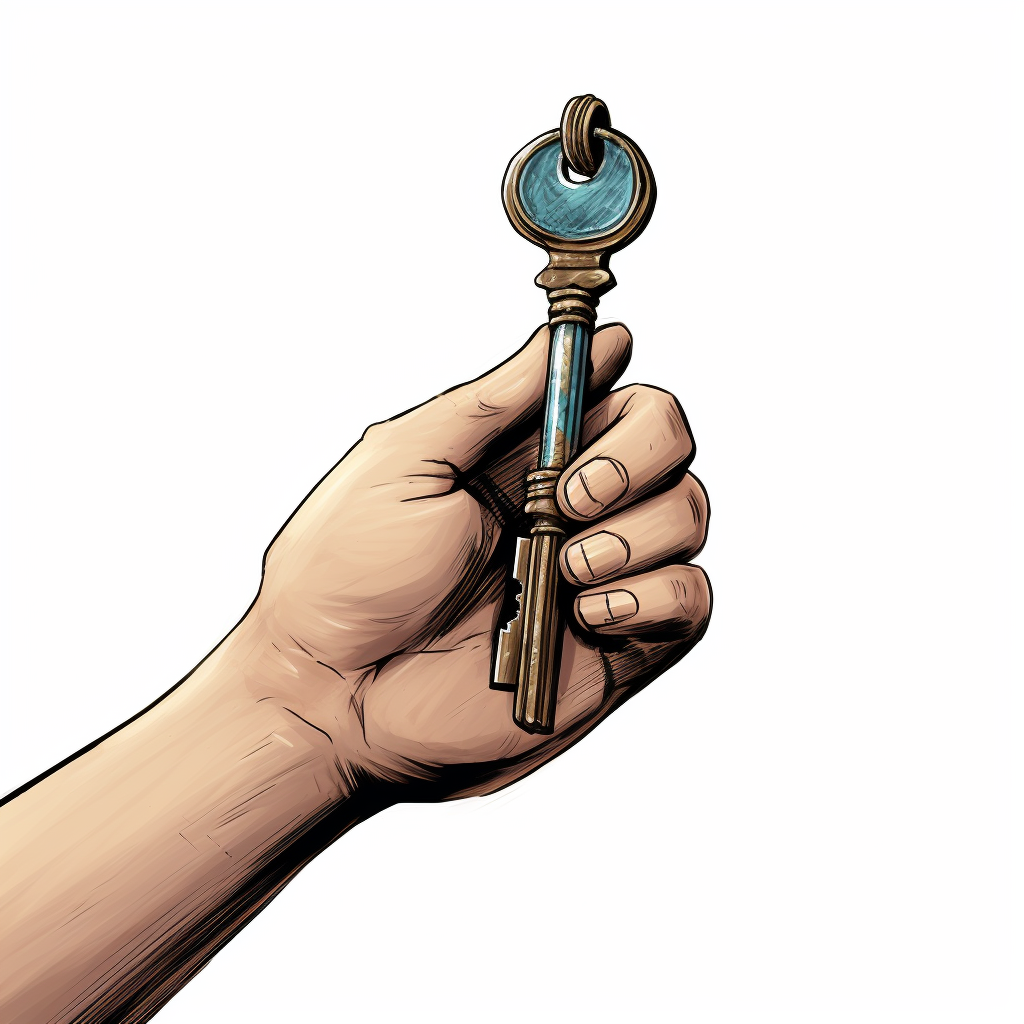 Hand holding a key clipart