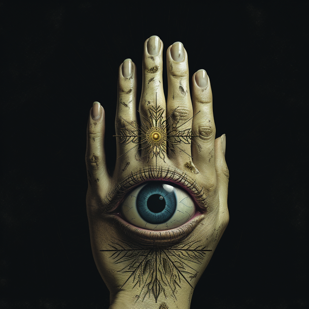 Hand with one eye, illuminati symbolism