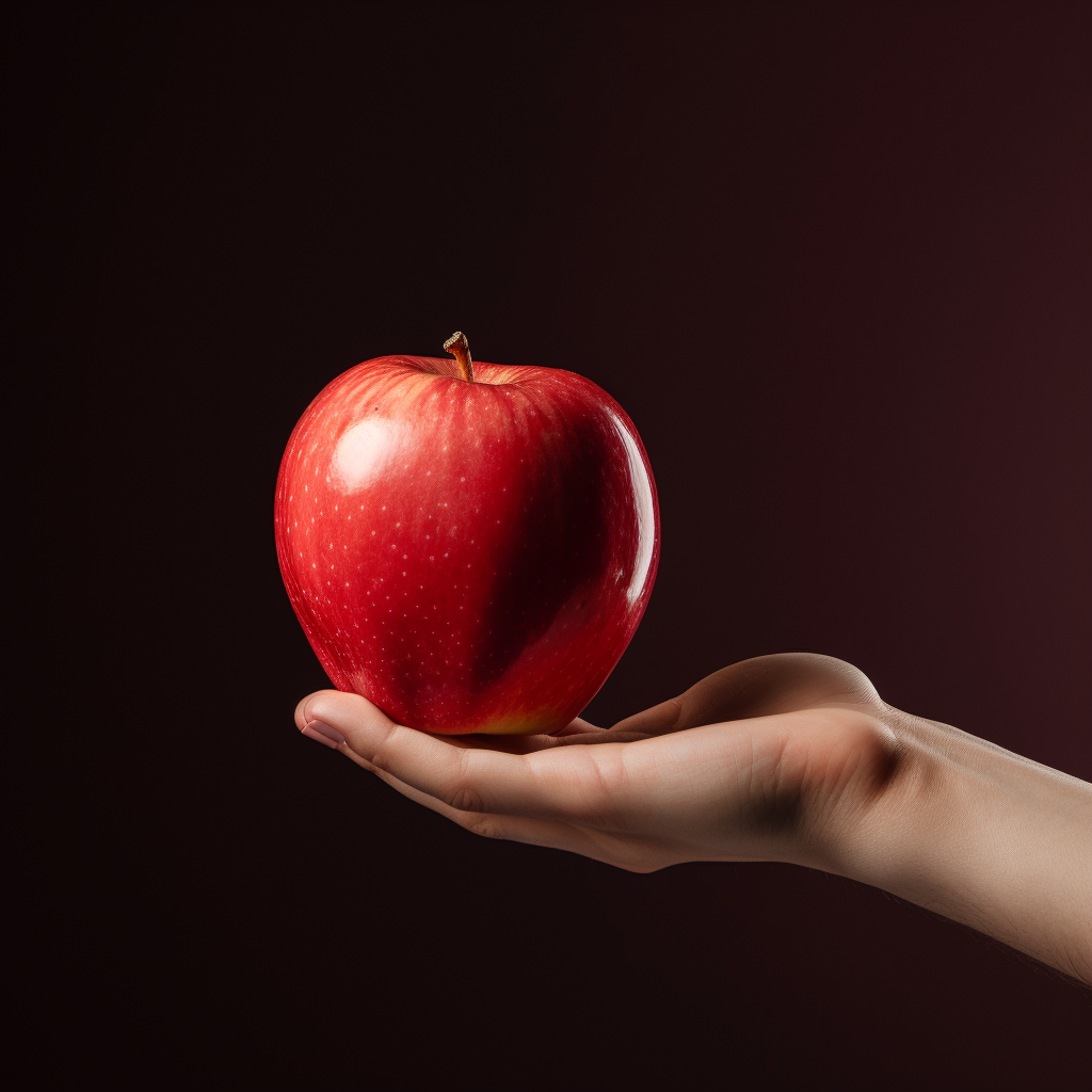 Hand grabbing an apple