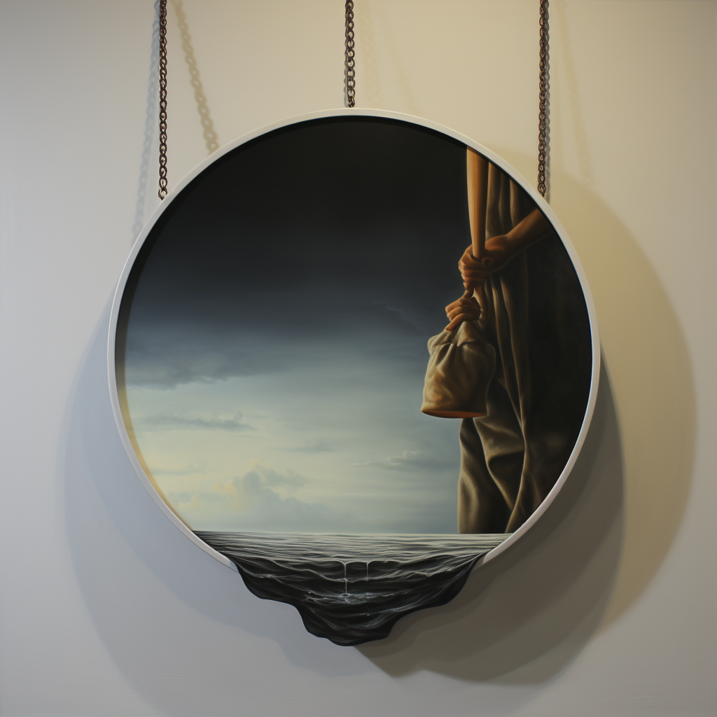 Realistic painting of mirror with handle