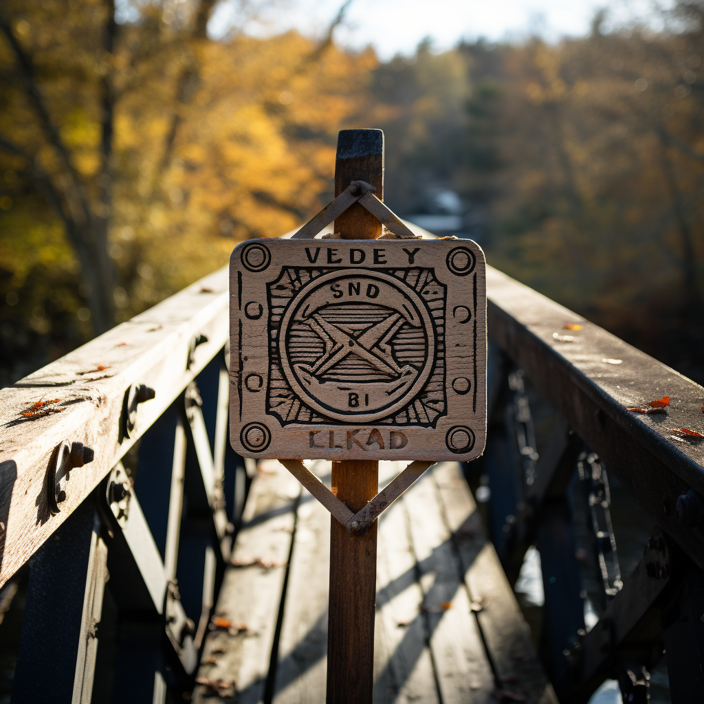 Quaint handmade bridge sign