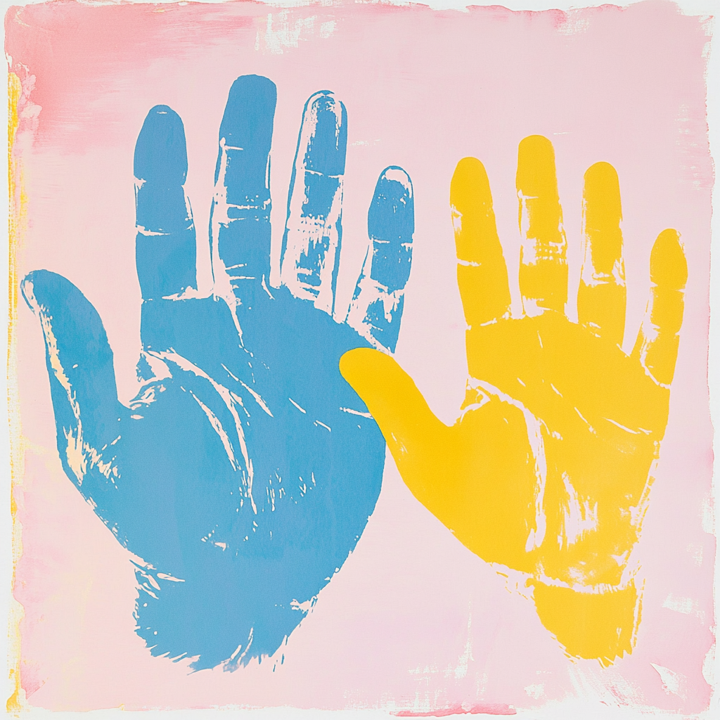 Adult and Child Handprints Symbolizing Connection