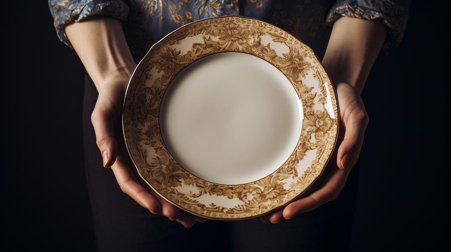 Hands holding a scrumptious plate of food