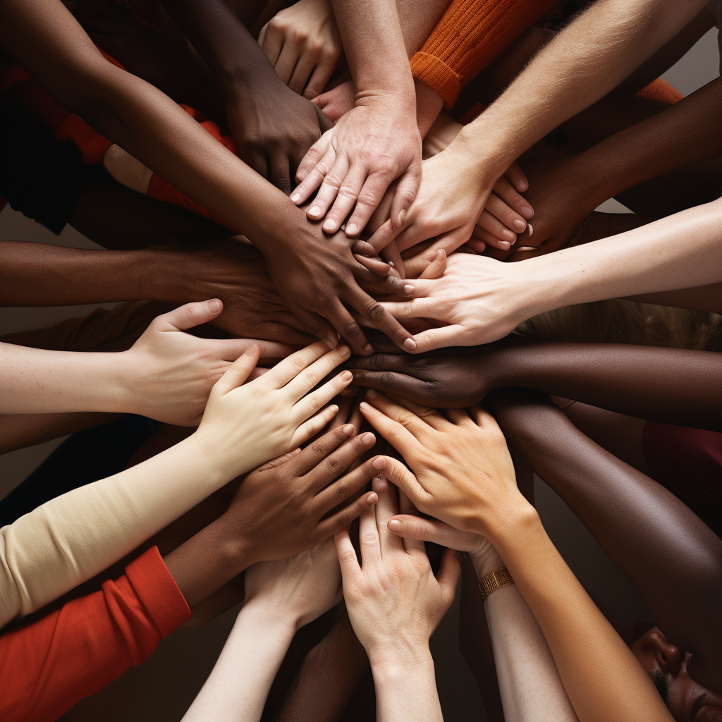 Hands holding together stock photo