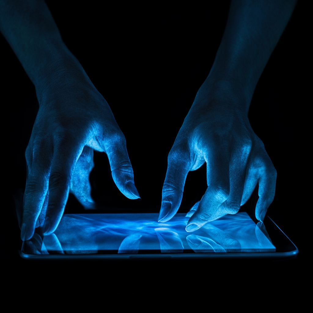 Hands Tablet Glow Iris Blue