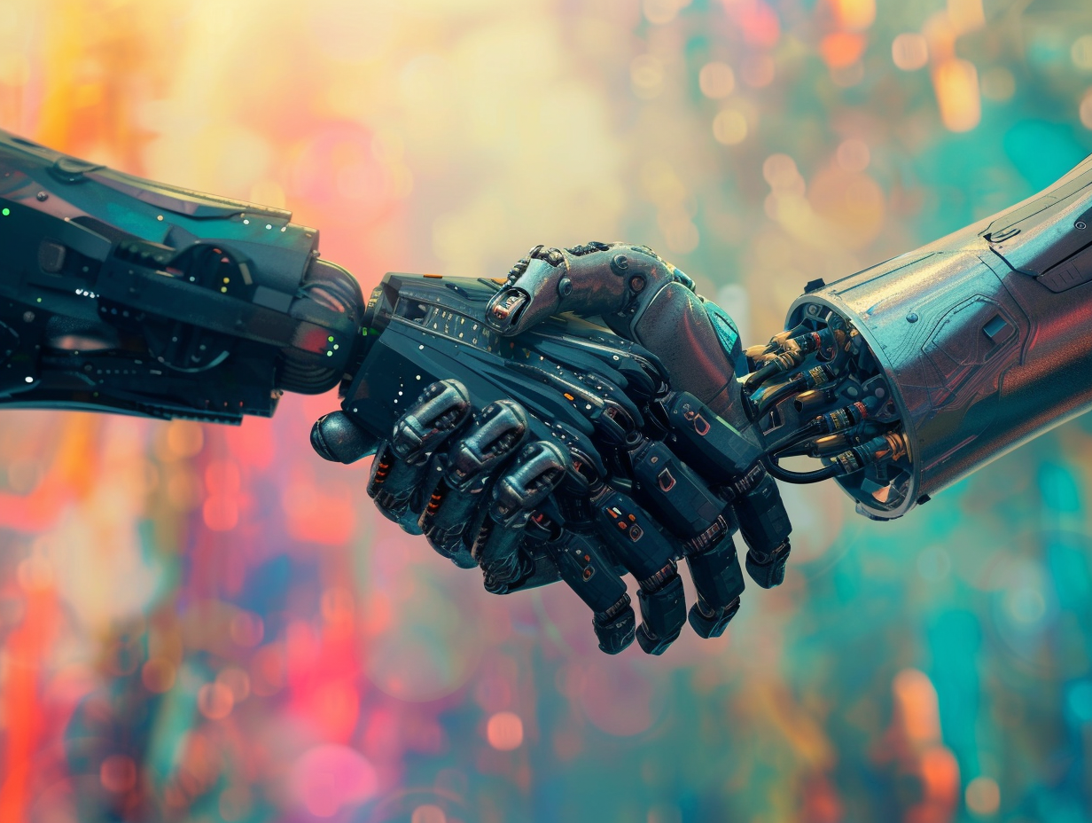 handshake between human and robot contrast