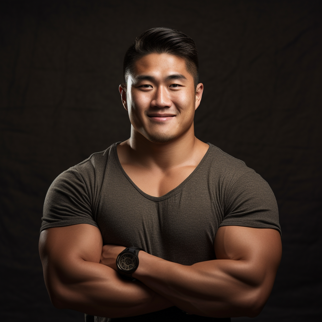 Smiling portrait of a beefy Asian man