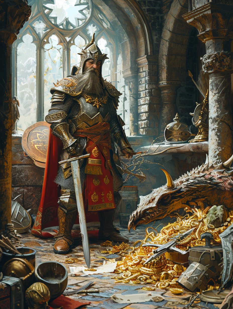 Image of a regal dwarf knight with a large sword