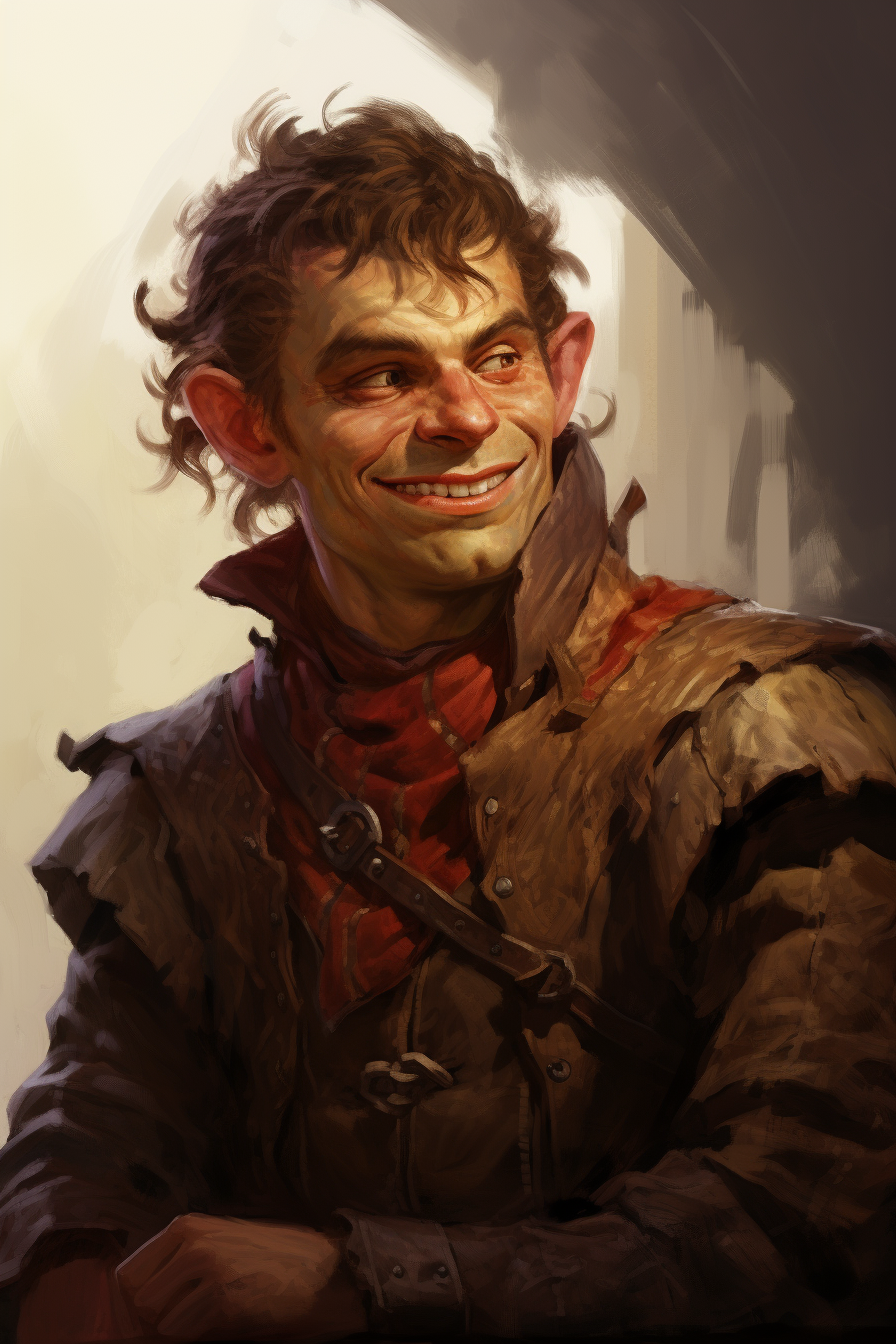 Handsome hobgoblin male with a jolly expression