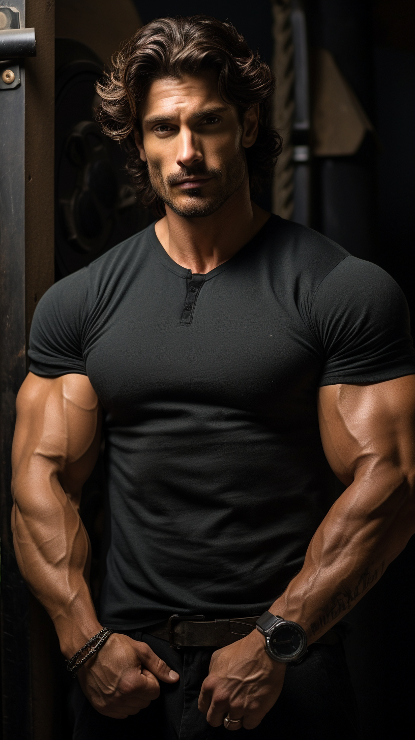 Handsome man with jacked veins