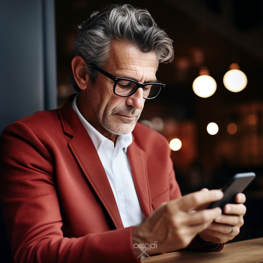 Handsome man analyzing Uber stocks