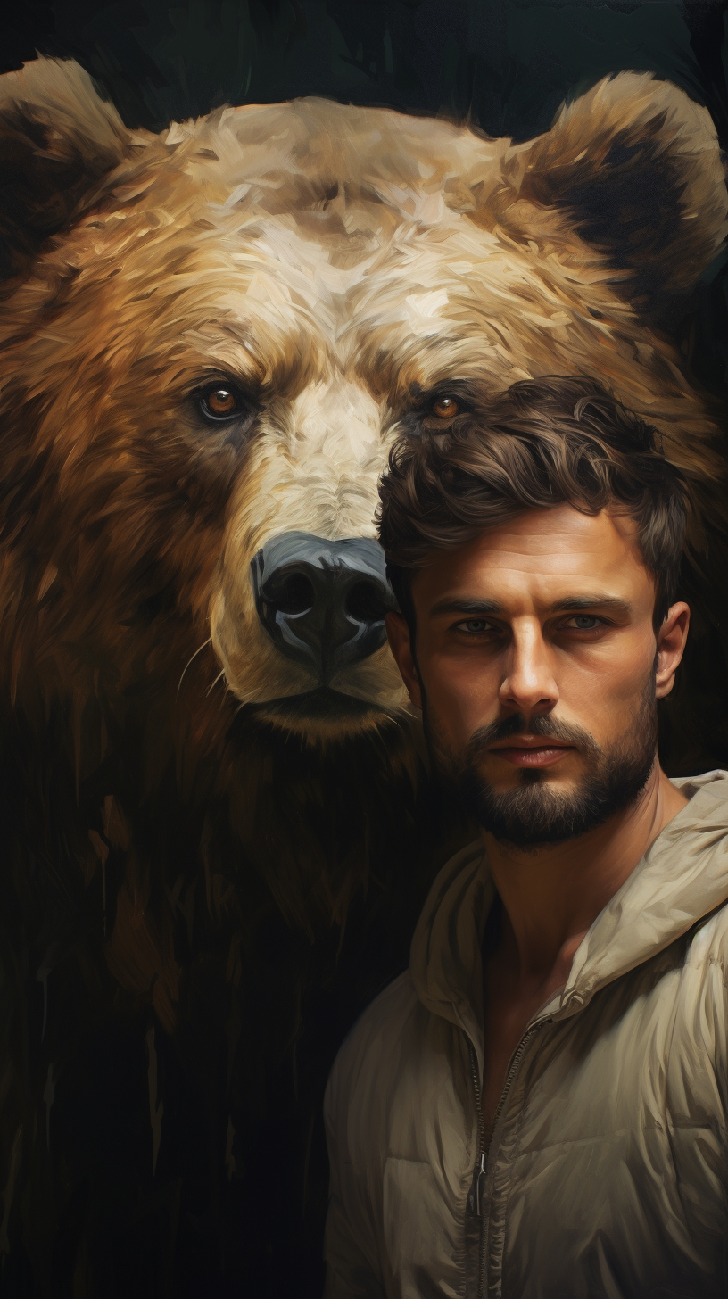 Portrait of a Handsome Man with Bear Features