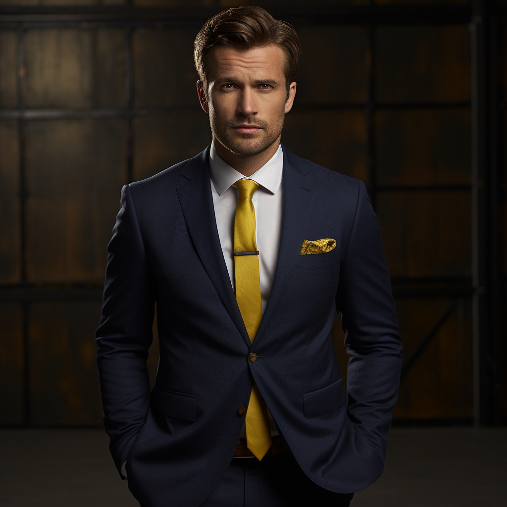 Image of a Stylish Man in Navy Blue Suit