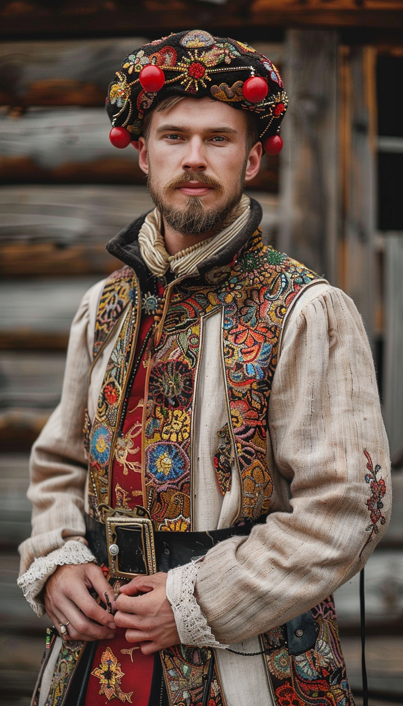 Handsome man in Russian attire