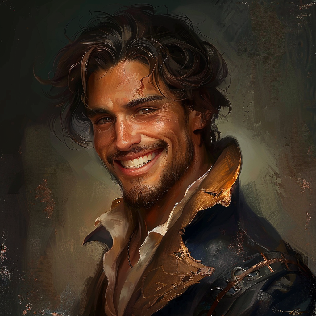 Handsome man smiling fantasy art