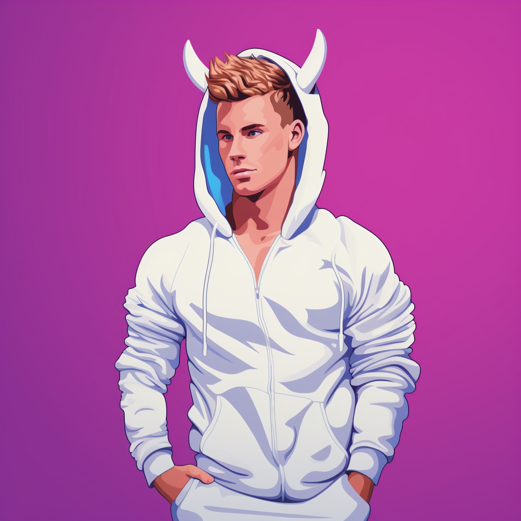 Vector illustration of a handsome man in a unicorn onesie