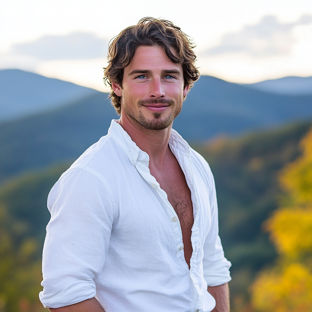 Strong handsome man outdoors smiling