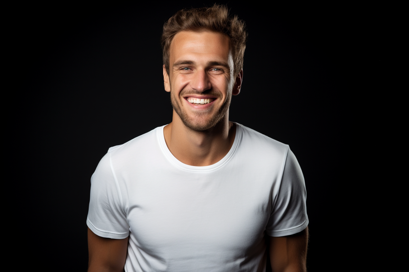 White man smiling in black jersey