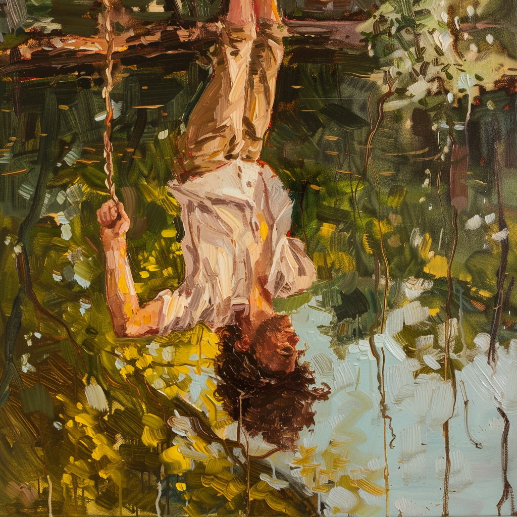 Upside Down Human in Oil Paint