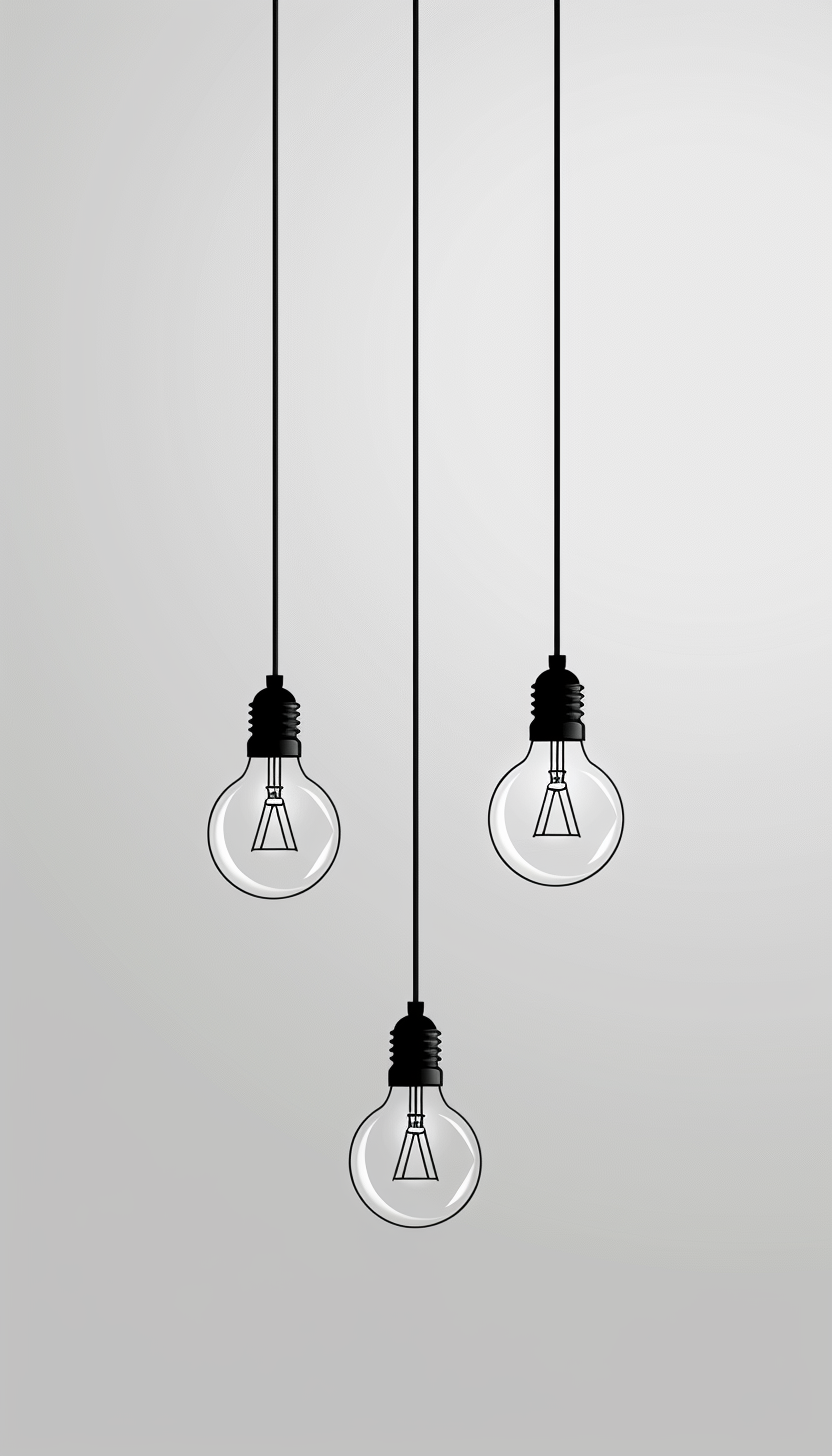 Simple hanging LED bulbs illustration