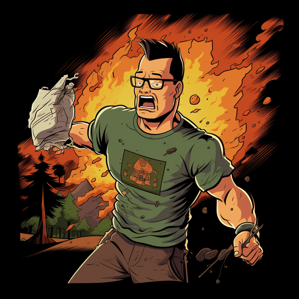 Hank Hill shooting Kamehameha at charcoal bag