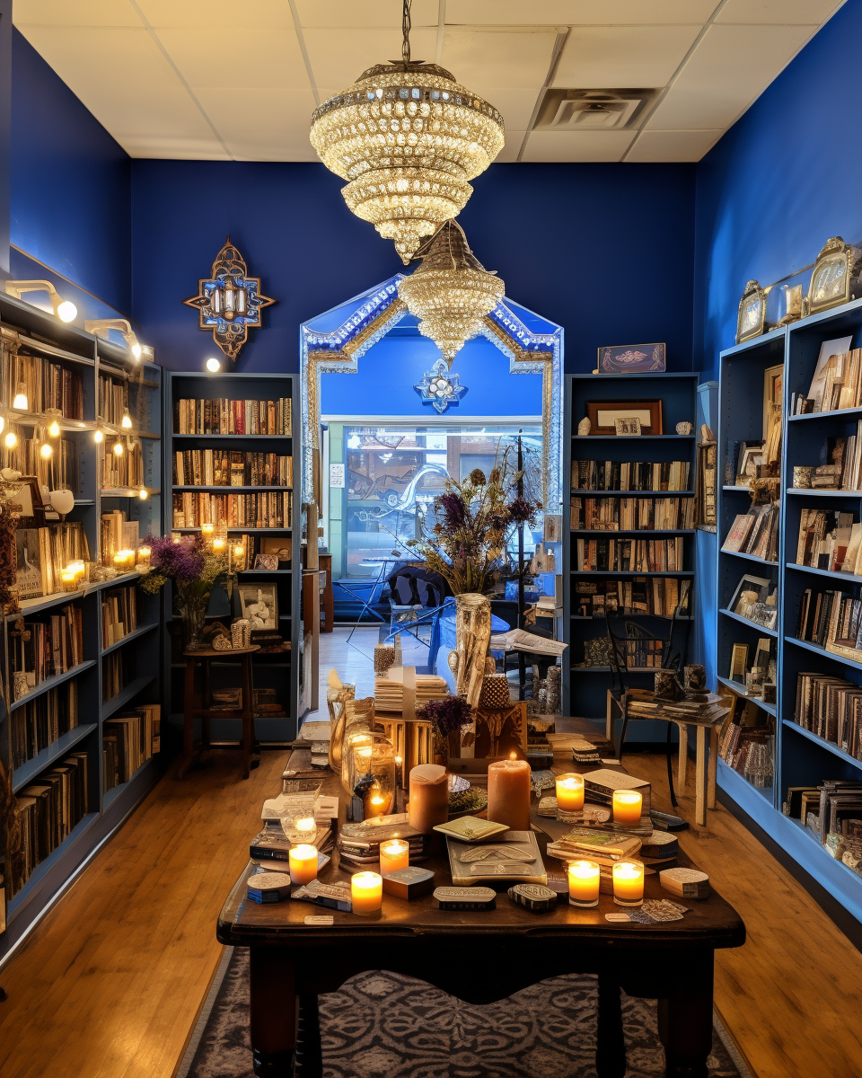 Blue and Silver Hannukah Bookshop Decorations