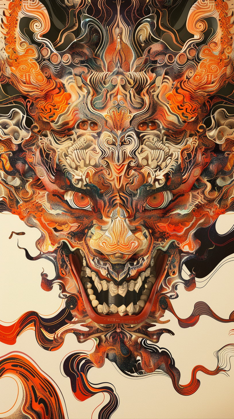 detailed hannya face fractal design