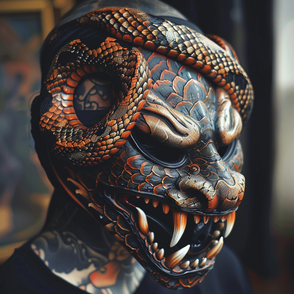 Japanese Hannya Mask with Snake