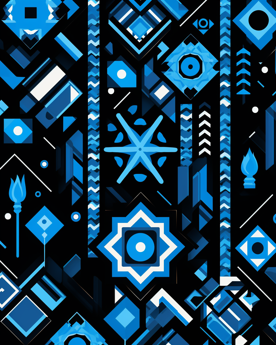 Pop art Hanukkah wrapping paper in blues and blacks