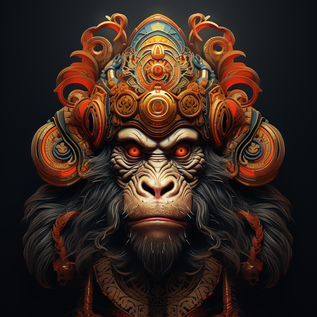 Detailed Hanuman portrait with intricate art