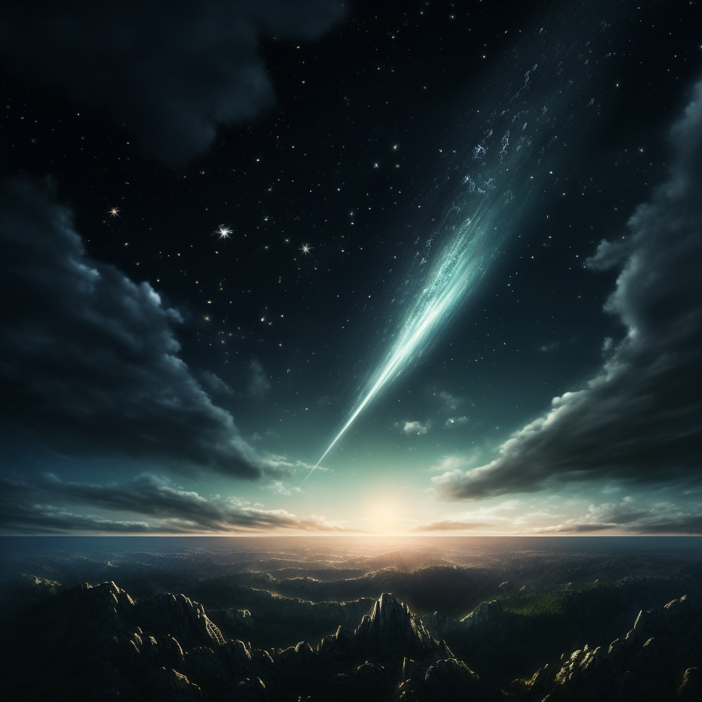 Beautiful Haoleys Comet in Night Sky