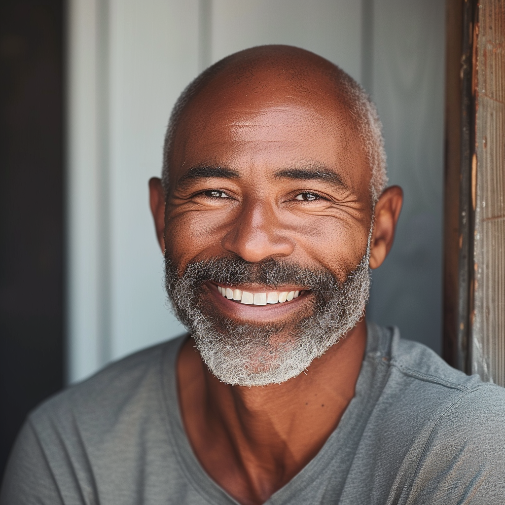 Happy accomplished man with infectious smile (55 years old)