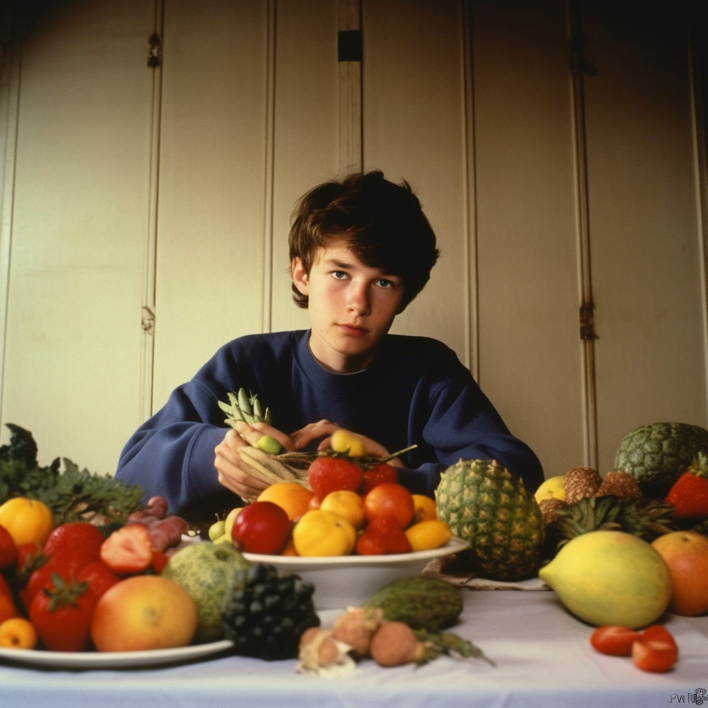 Teenagers enjoying balanced meal together