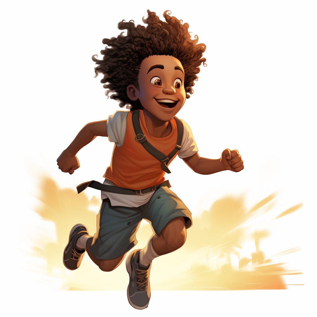 Happy African American Boy Running