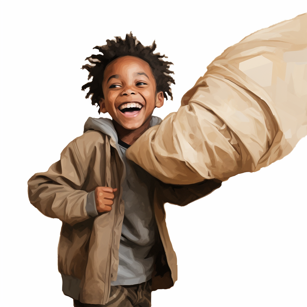 African American boy playing cartoon art