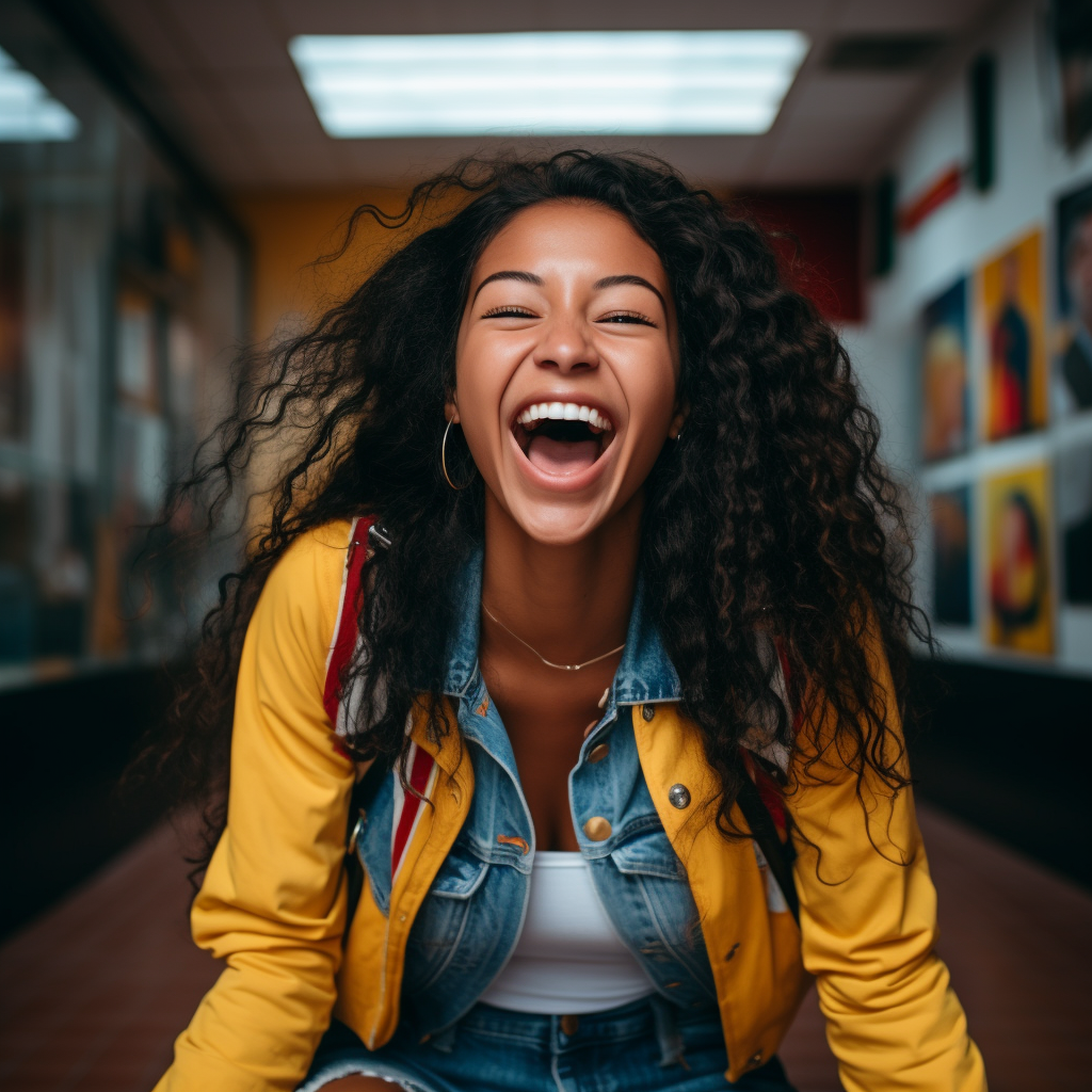 Smiling Afroecuadorian woman working at her desk