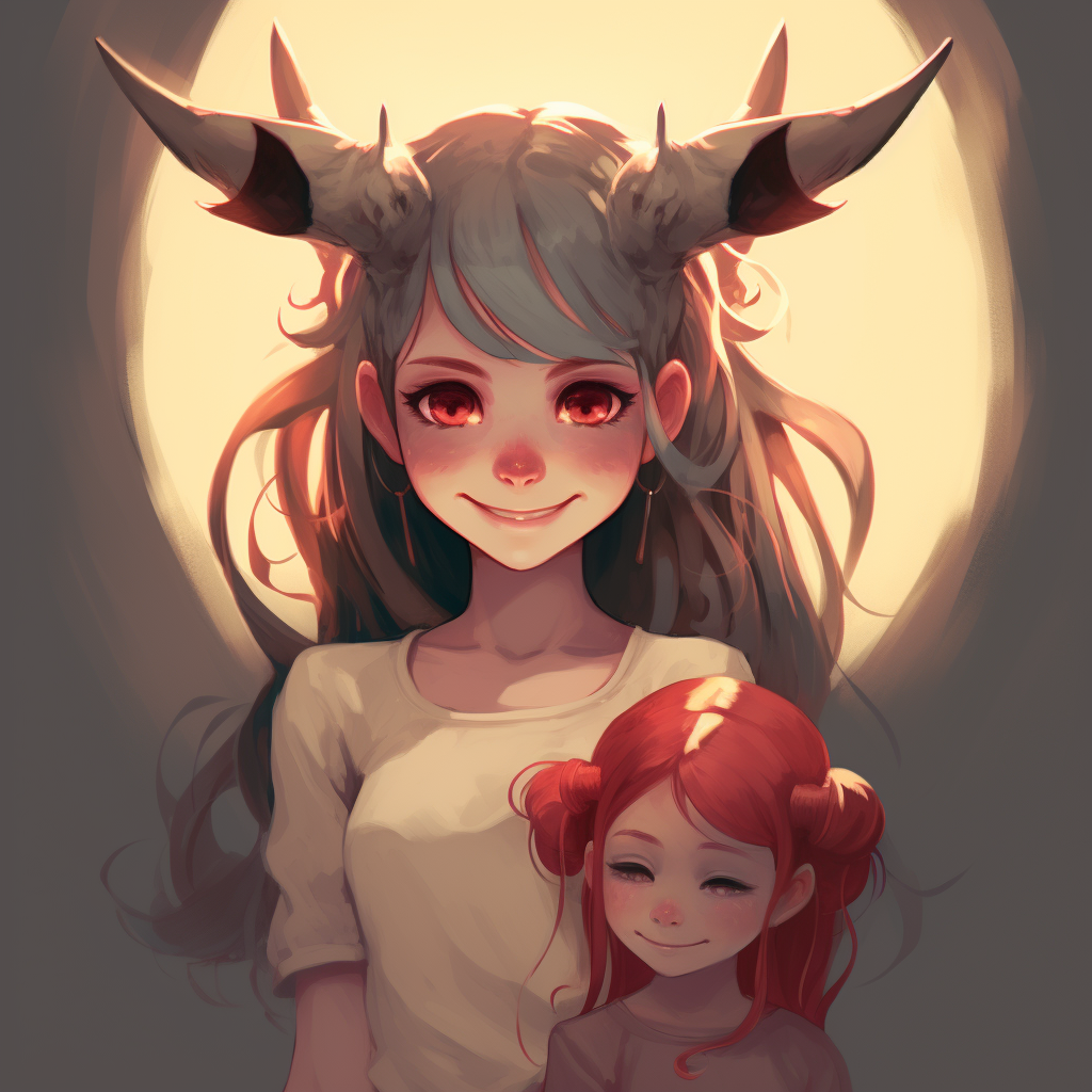 Cute anime girl with demon horns