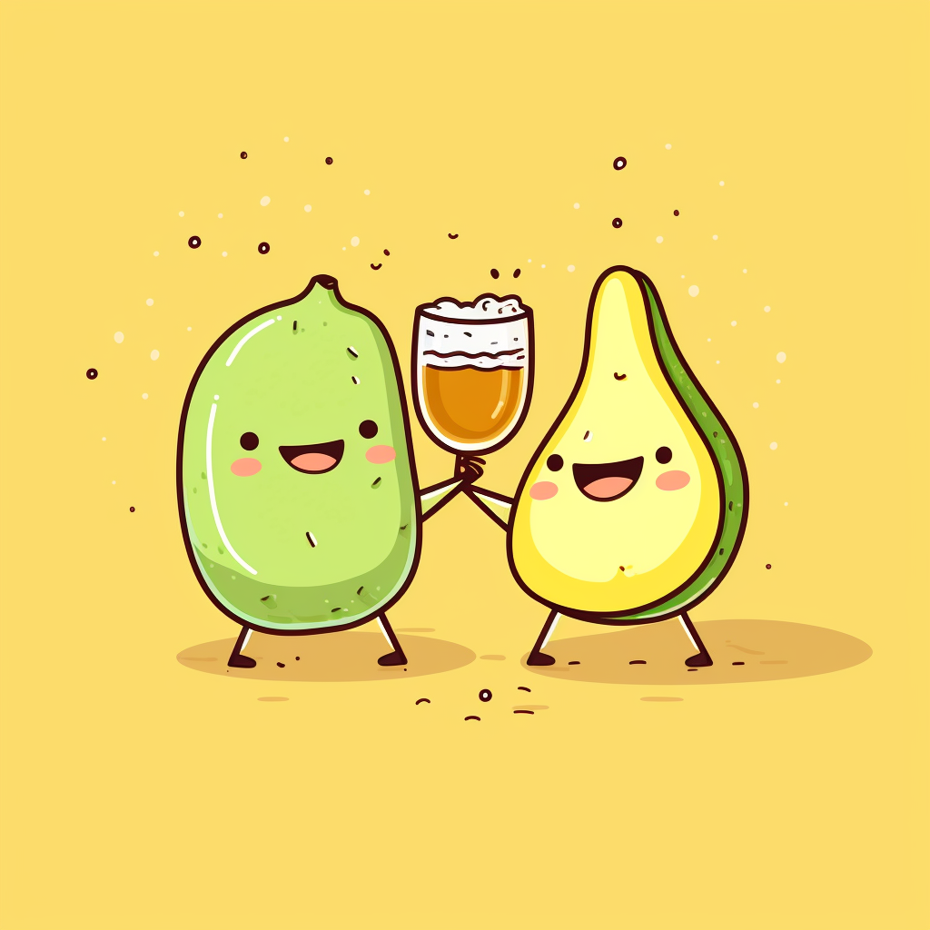 cute avocado and toast forming a friendship duo